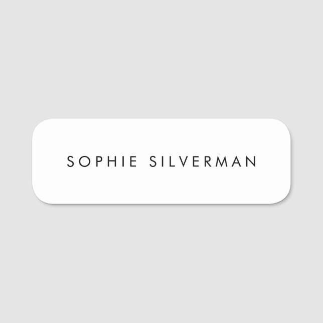 Enkelt Plain White Namnbricka (Framsida)