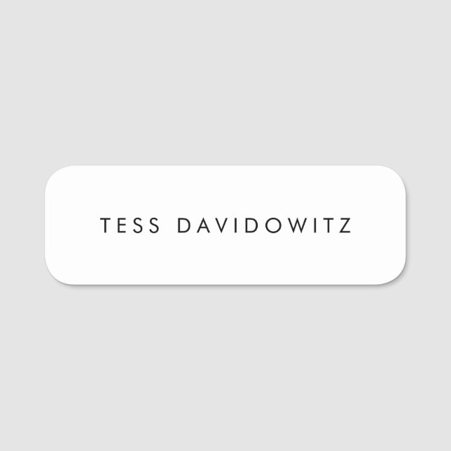 Enkelt Plain White Namnbricka (Framsida)