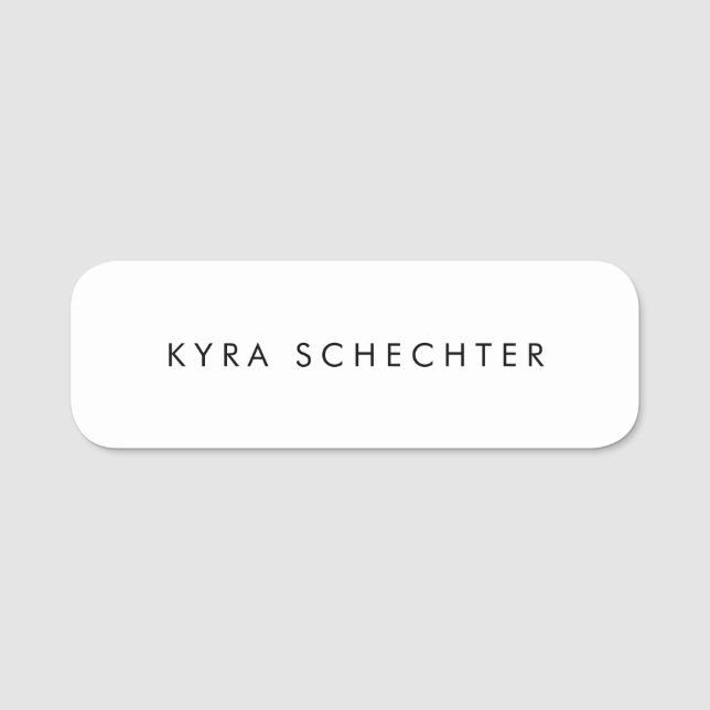 Enkelt Plain White Namnbricka (Framsida)