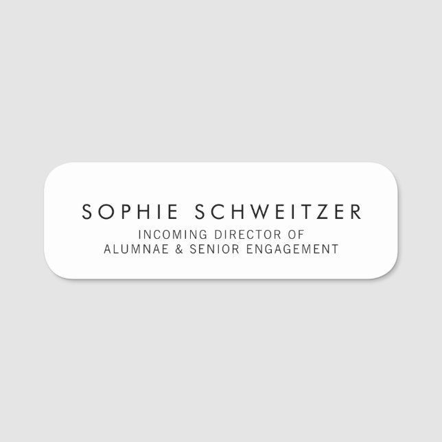 Enkelt Plain White Namnbricka (Framsida)