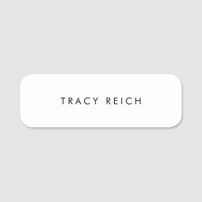 Enkelt Plain White Namnbricka (Framsida)