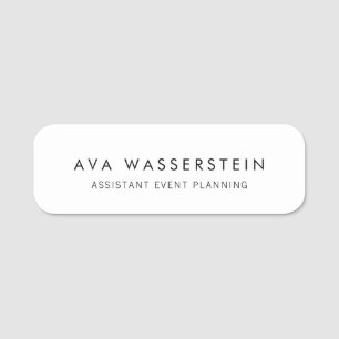 Enkelt Plain White Namnbricka