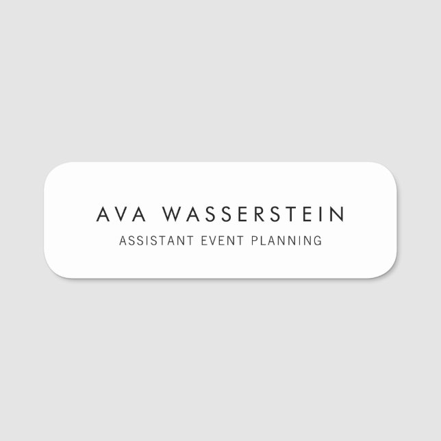 Enkelt Plain White Namnbricka (Framsida)