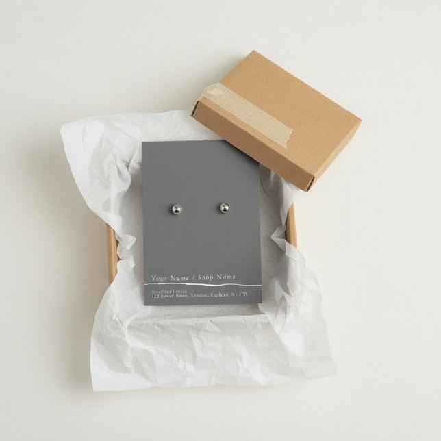 Enkelt platta visning- med grått visitkort (Simple flat grey earring display card.)