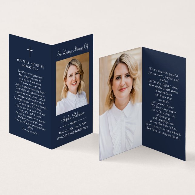 Enkelt PM2 Photo Blue Folder Prayer Card Kort (In- och utsida)