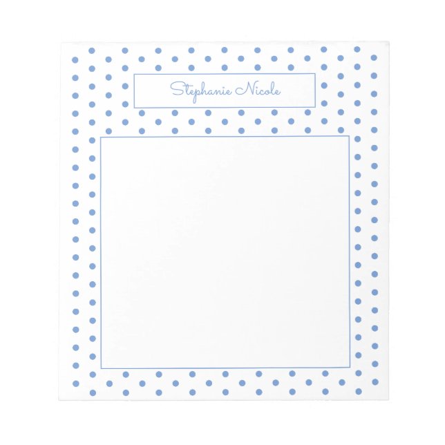 Enkelt Polka Dot Light Blue Personlig Gräns Anteckningsblock (Framsida)
