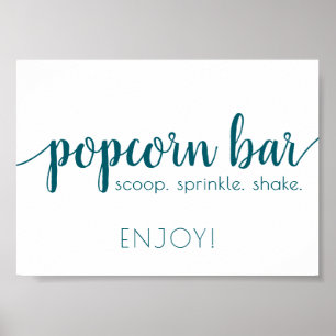 Enkelt Popcorn Pub Händelsetecken för Teal Aqua Poster