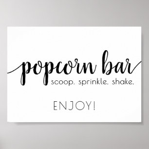 Enkelt Popcorn Pub Svart skript - valfri händels Poster