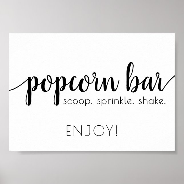 Enkelt Popcorn Pub | Svart skript - valfri händels Poster (Framsidan)
