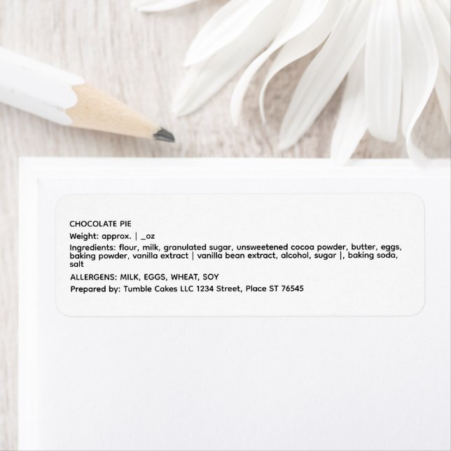 Enkelt preparerad med livsmedelsetiketter returadress etikett (Insitu)