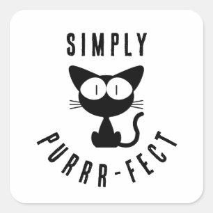 Enkelt Purr-fekt rolig citat Svart Katt Fyrkantigt Klistermärke