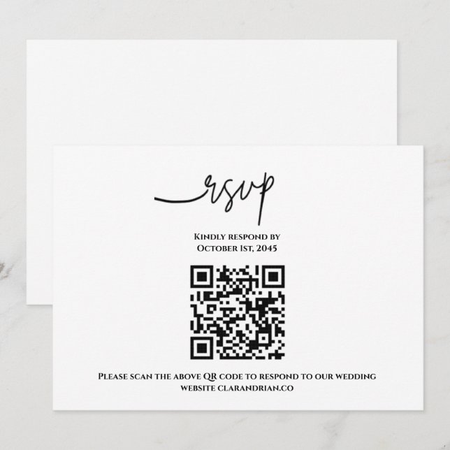 Enkelt QR-kod RSVP-kort  Inbjudningar (Fram/baksida)