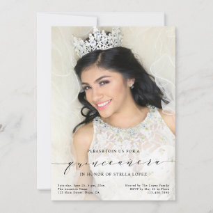 Enkelt Quinceañera 15:e födelsedagsfoto Inbjudningar