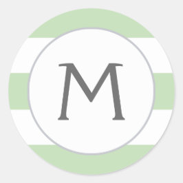 Enkelt Rand Monogram Stickers/Mint Runt Klistermärke