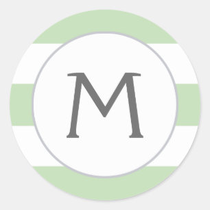Enkelt Rand Monogram Stickers/Mint Runt Klistermärke