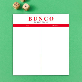 Enkelt Red and White Bunco Bord Tally-Anteckningsb Anteckningsblock