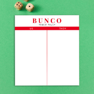 Enkelt Red and White Bunco Bord Tally-Anteckningsb Anteckningsblock