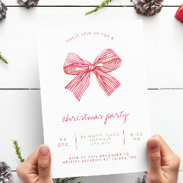 Enkelt Red Candy Rand Bow jul Party Inbjudningar