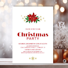 Enkelt Red Poinsettia jul Party Inbjudningar
