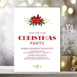Enkelt Red Poinsettia jul Party Inbjudningar