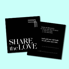 Enkelt referenskort för svart Elegant Boho White Rabattkort