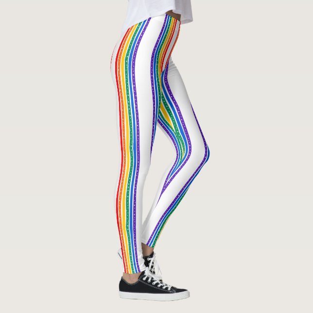 Enkelt regnbåge rand Gay-månadslösning Leggings (Höger)