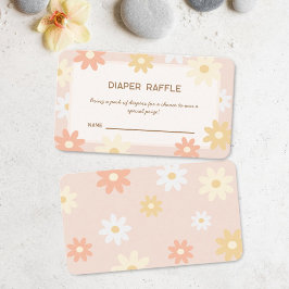 Enkelt Retro Boho Daisy Baby Shower Diaper Raffle Tilläggskort
