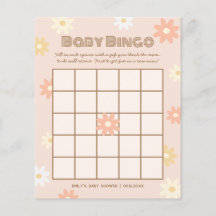 Enkelt Retro Boho-Daisy Babykläder Bingo Game