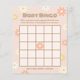 Enkelt Retro Boho-Daisy Babykläder Bingo Game