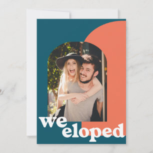 Enkelt retro Geometric Photo Teal vi Elope Party Meddelande