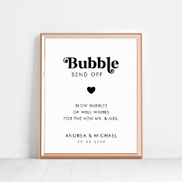 Enkelt Retro Heart-bubblor - Skicka av Bröllop-tec Poster