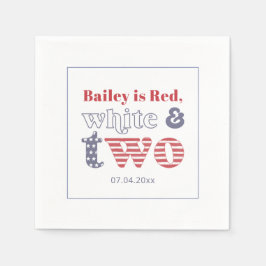 Enkelt Retro Red White 2:a födelsedagen Party Pappersservett