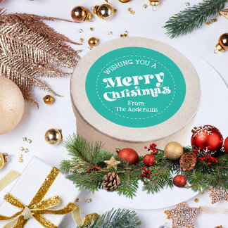 Enkelt Retro Teal-jul - stor Runt Klistermärke