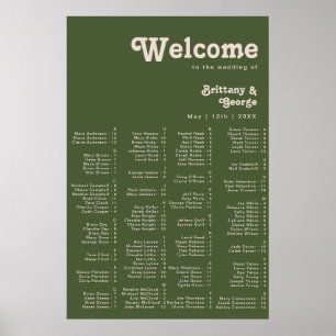 Enkelt Retro Vibe Oliv grönt, alfabetiskt säte Poster