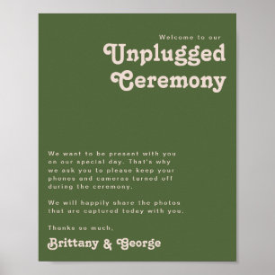 Enkelt Retro Vibes Oliv grönt, opluggat Ceremony Poster
