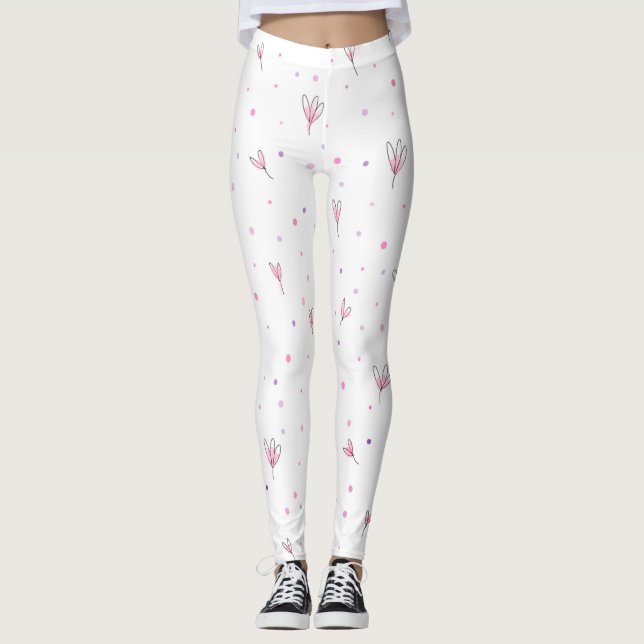 Enkelt ritat Blommönster Leggings (Framsida)