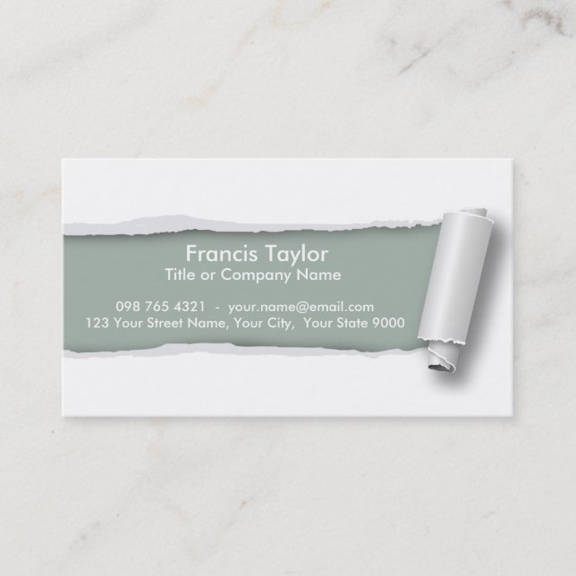 Enkelt riven sönder papper design för original visitkort (Framsida)