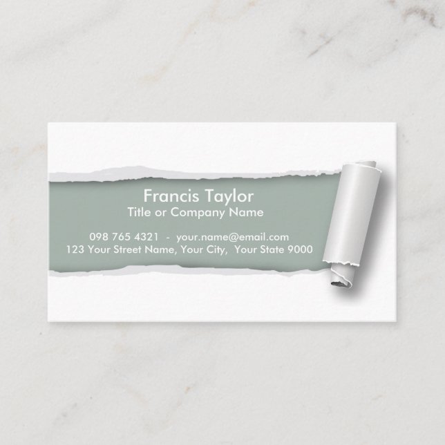 Enkelt riven sönder papper design för original visitkort (Framsida)