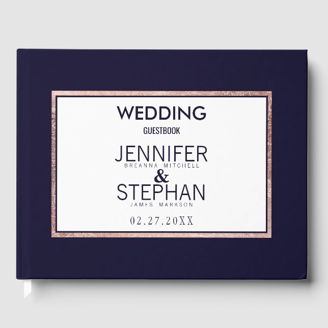 Enkelt Ro-Guld-fiske, havsblått Bröllop Gästböcker (Framsida)