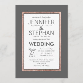 Enkelt Ro Guld-lindat skiffer Grått Bröllop Inbjudningar