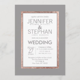 Enkelt Ro Guld-lindat skiffer Grått Bröllop Inbjudningar