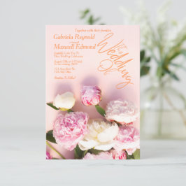 Enkelt Ro Rosa Peony Blommigt Bröllop Inbjudningar