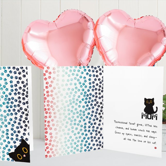 Enkelt rödvitt och blått Tassar Funny Black Cat Ma Kort (Skapare uppladdad)