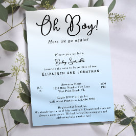 Enkelt roligt Oh Boy Blue 2 nd Baby Shower Sprinkl Inbjudningar