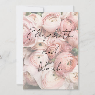 Enkelt romantiskt blomningsskript Bröllop Inbjudningar