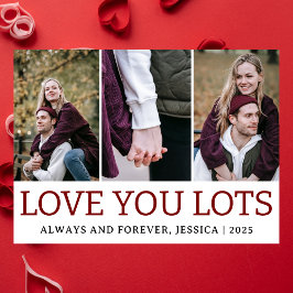 Enkelt romantiskt Kärlek par Valentines day 3-foto Julkort