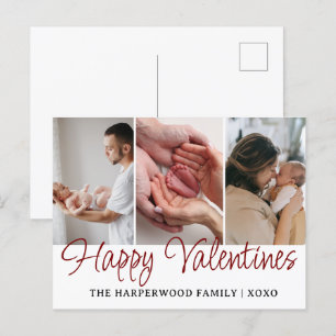 Enkelt romantiskt Valentines day 3-foto för familj Helg Vykort