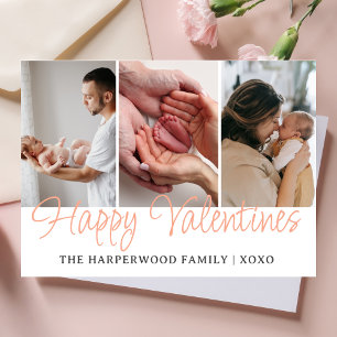 Enkelt romantiskt Valentines day 3-foto för familj Julkort