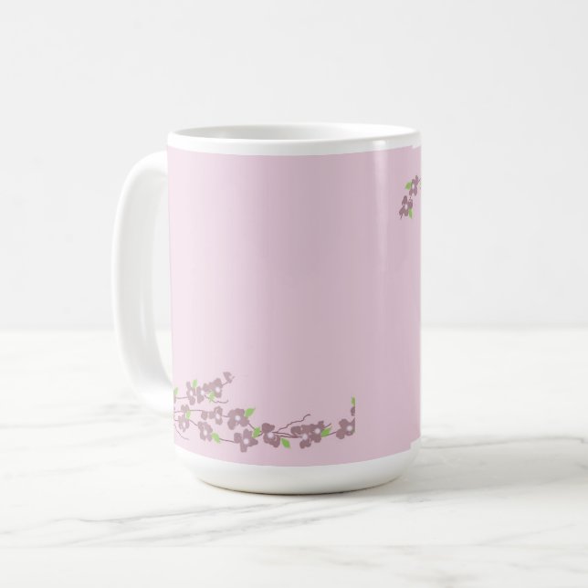 Enkelt Rosa Blommor Kaffemugg (Framsida vänster)