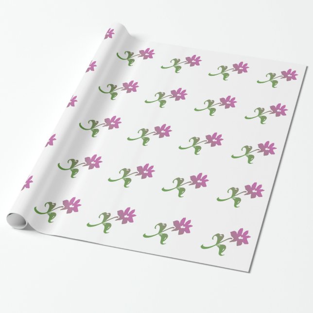 Enkelt Rosa Blomstertäcke Presentpapper (Utrullad)